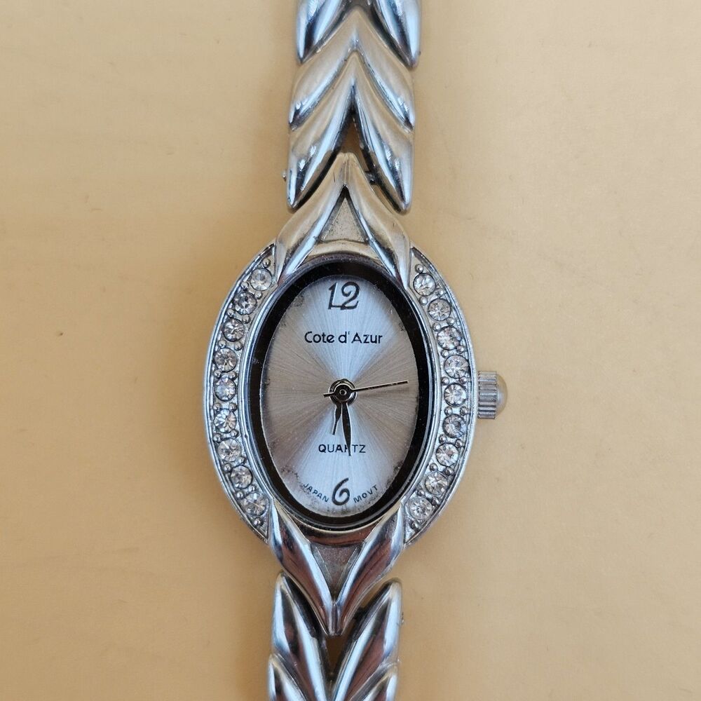 Ladies Cote D Azur Quartz Rhinestone Watch New Battery Runs Great
